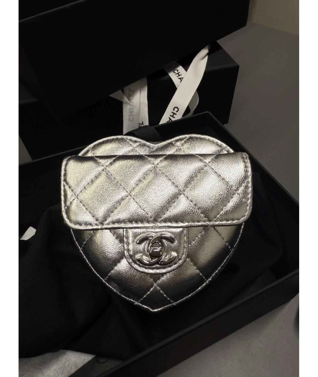 CHANEL Серебряная кожаная сумка через плечо, фото 3