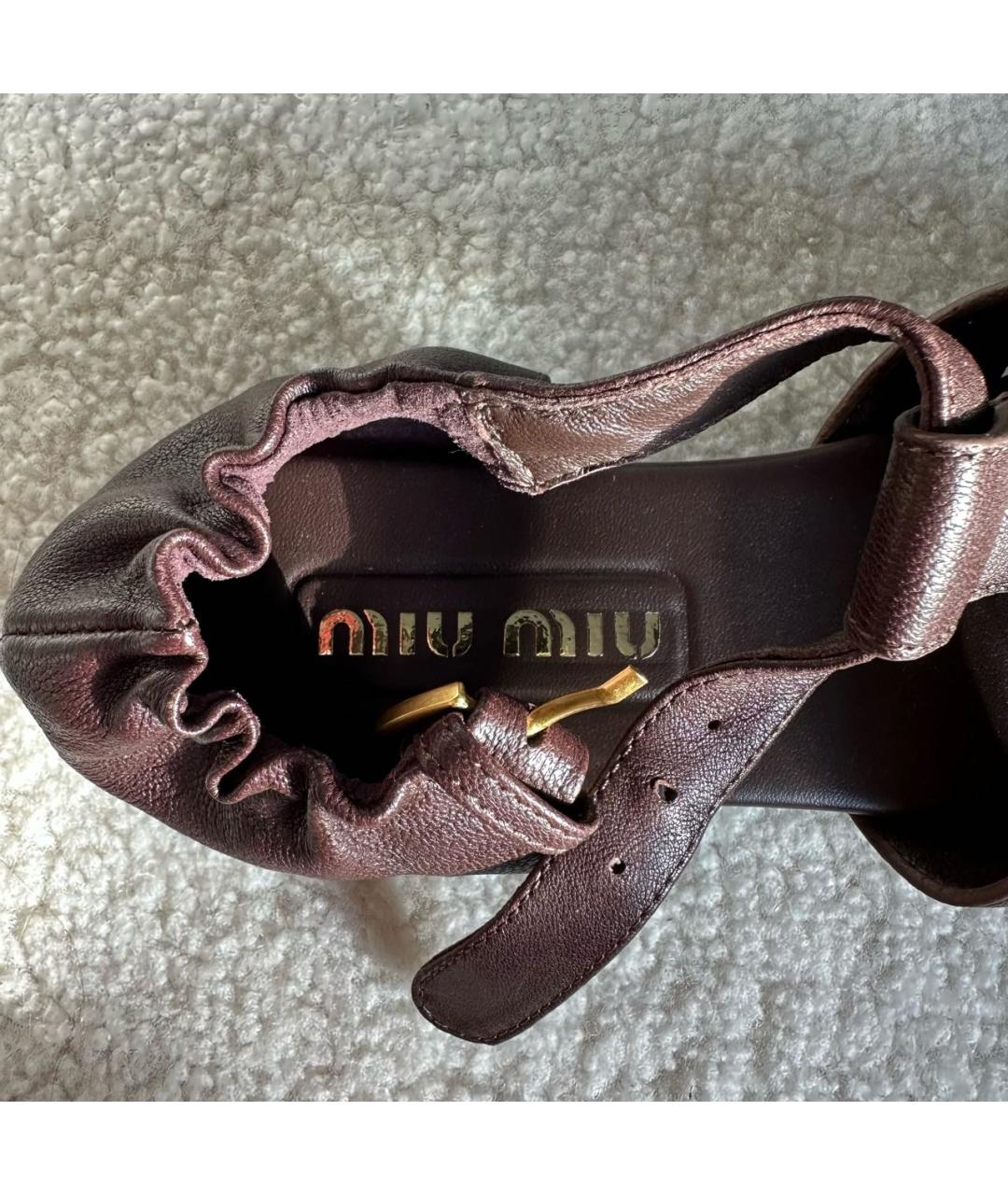 MIU MIU Коричневые кожаные сандалии, фото 8