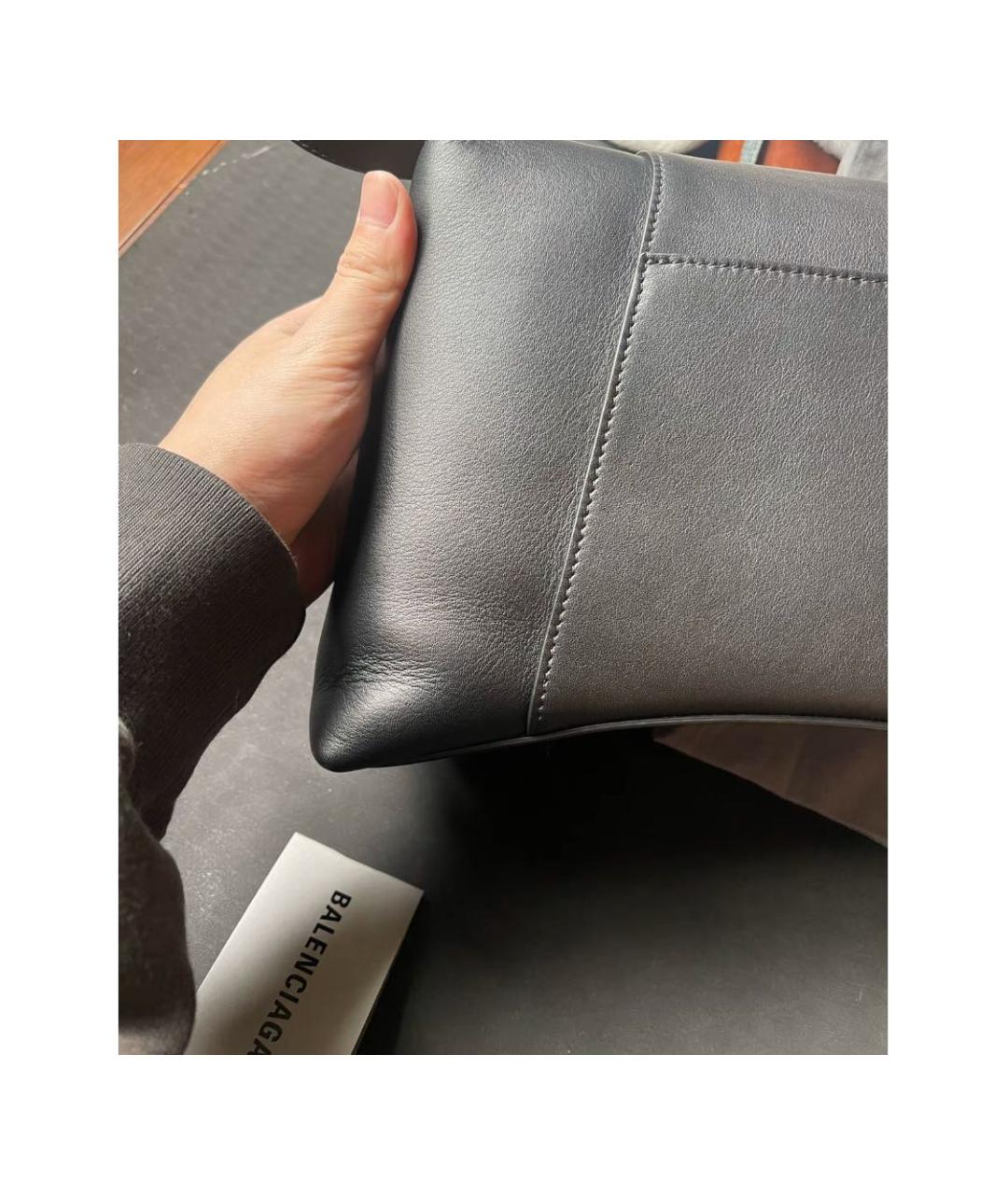 BALENCIAGA Черная кожаная сумка с короткими ручками, фото 7