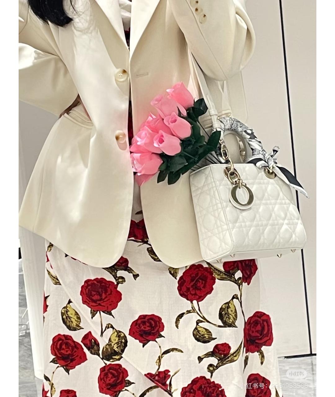 CHRISTIAN DIOR Белая кожаная сумка с короткими ручками, фото 8