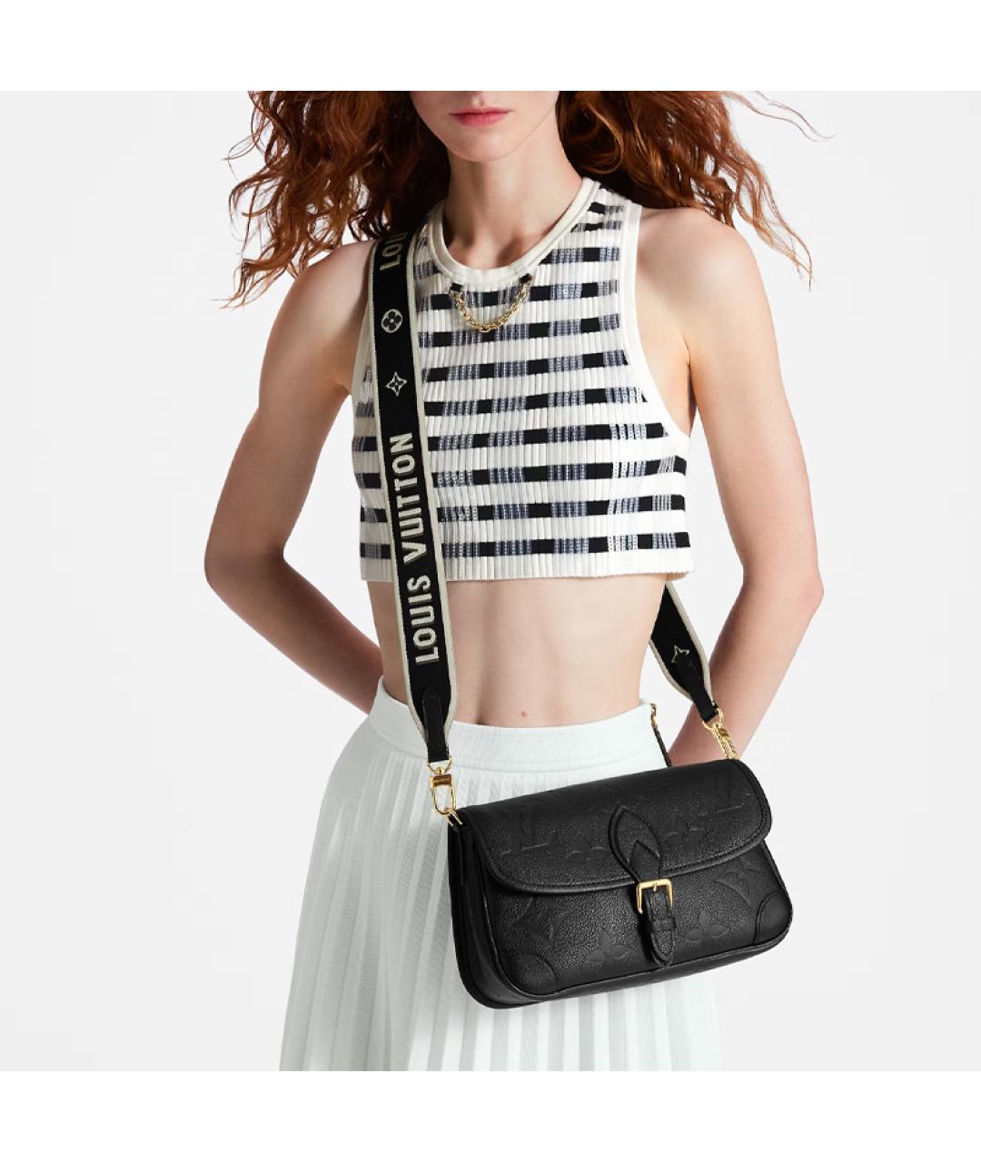 LOUIS VUITTON Черная кожаная сумка через плечо, фото 8