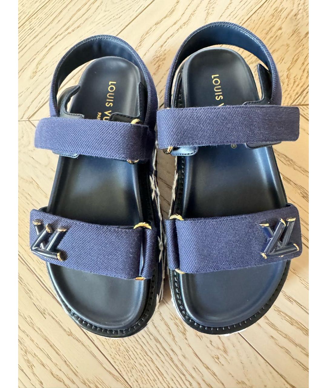 LOUIS VUITTON Темно-синие текстильные сандалии, фото 2