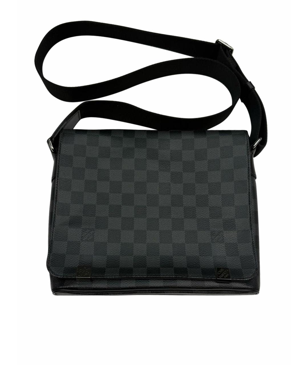 LOUIS VUITTON Антрацитовая кожаная сумка на плечо, фото 1