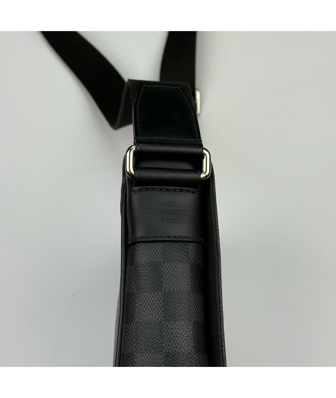 LOUIS VUITTON Антрацитовая кожаная сумка на плечо, фото 4
