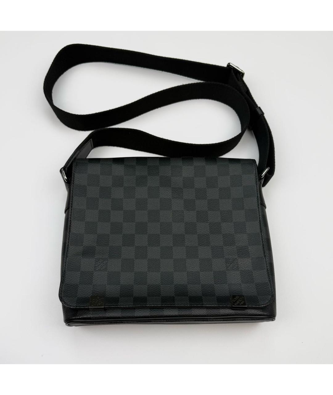 LOUIS VUITTON Антрацитовая кожаная сумка на плечо, фото 9