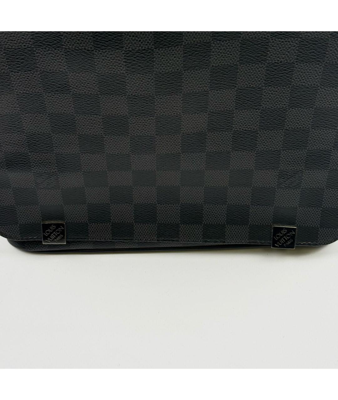 LOUIS VUITTON Антрацитовая кожаная сумка на плечо, фото 5