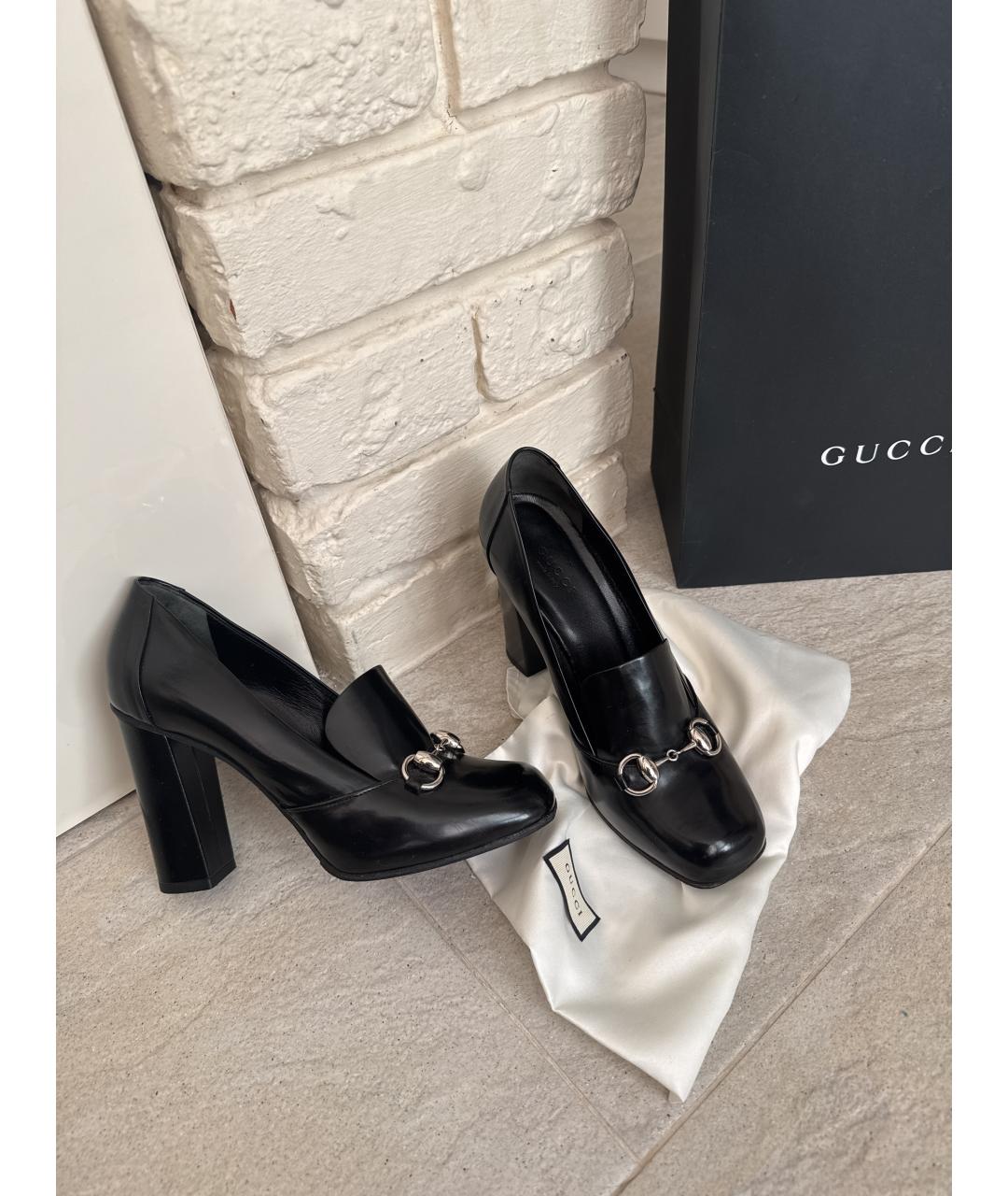 GUCCI Черные кожаные туфли, фото 6
