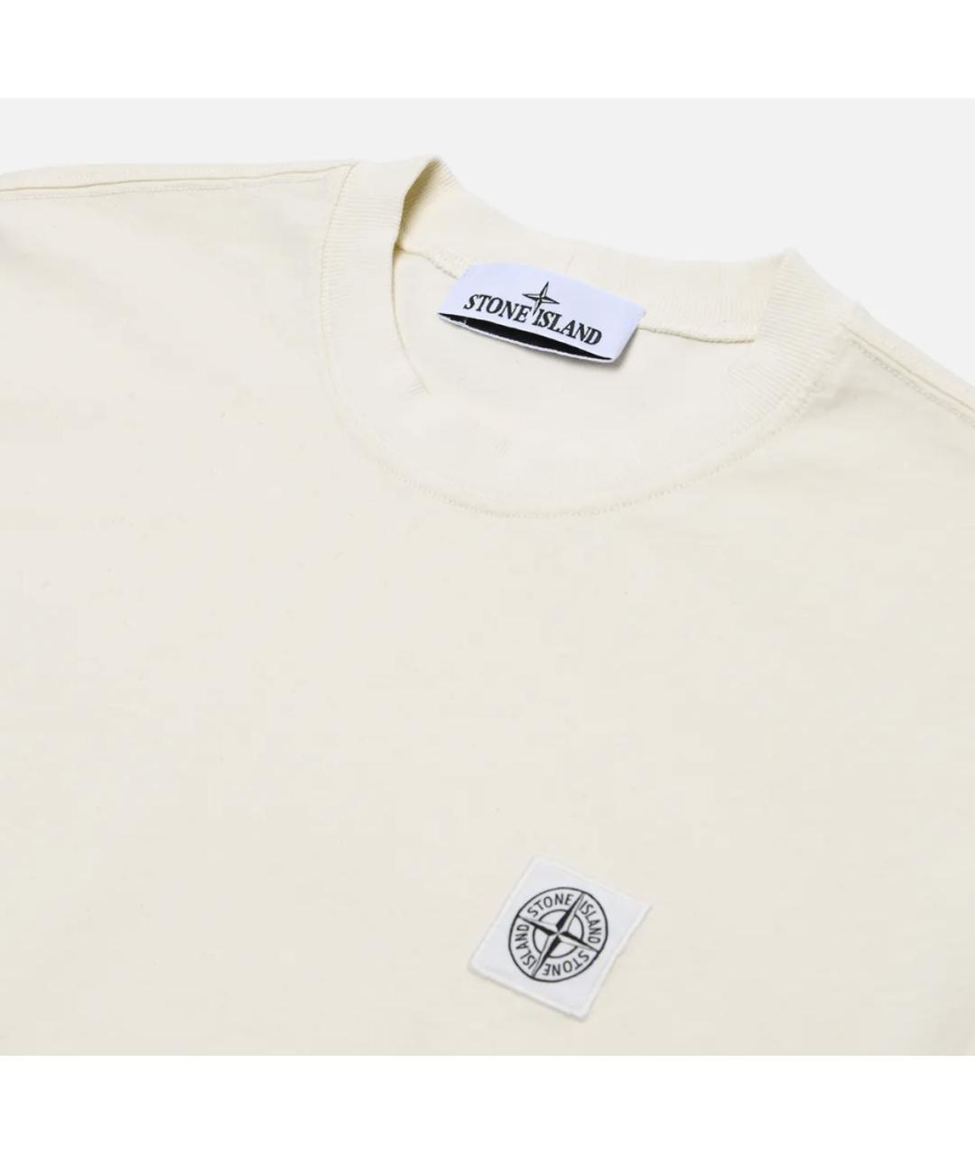 STONE ISLAND Бежевая хлопковая футболка, фото 2