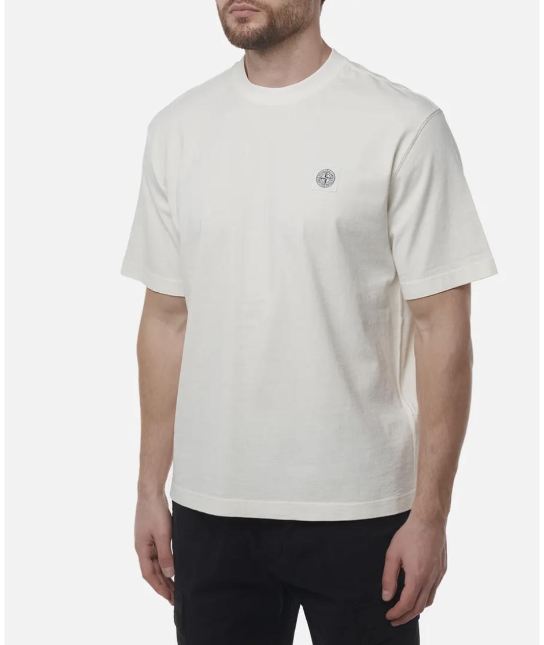 STONE ISLAND Бежевая хлопковая футболка, фото 3