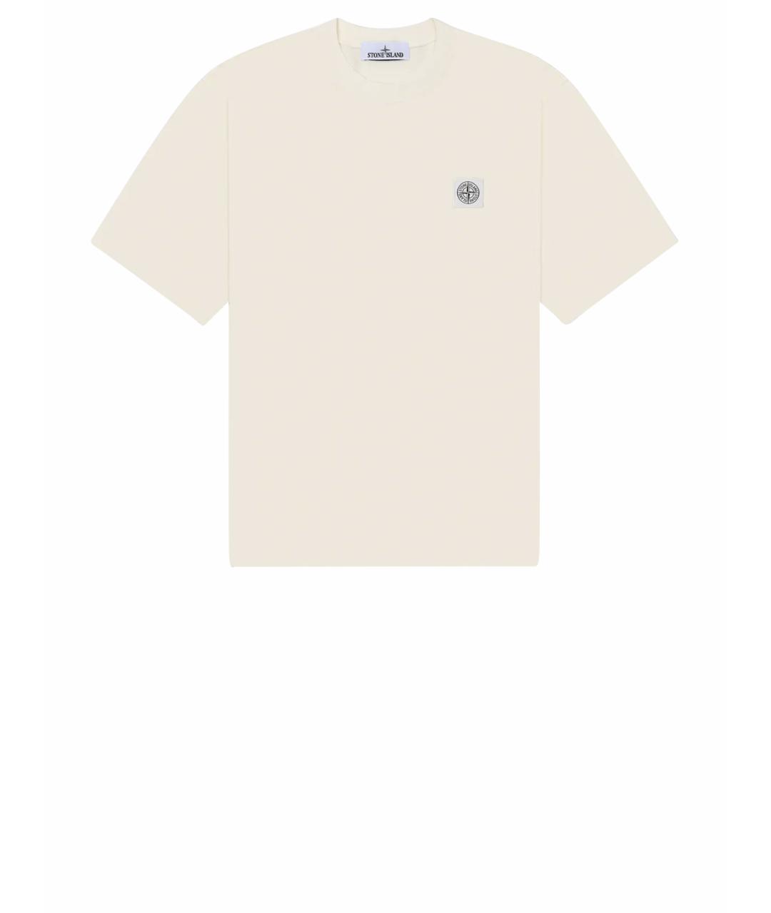 STONE ISLAND Бежевая хлопковая футболка, фото 1