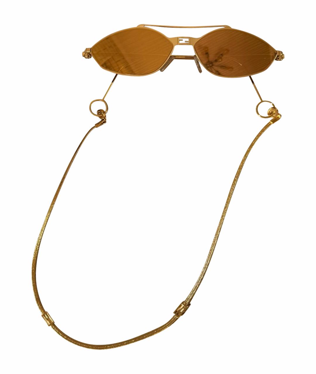 FENDI Золотые металлические солнцезащитные очки, фото 1