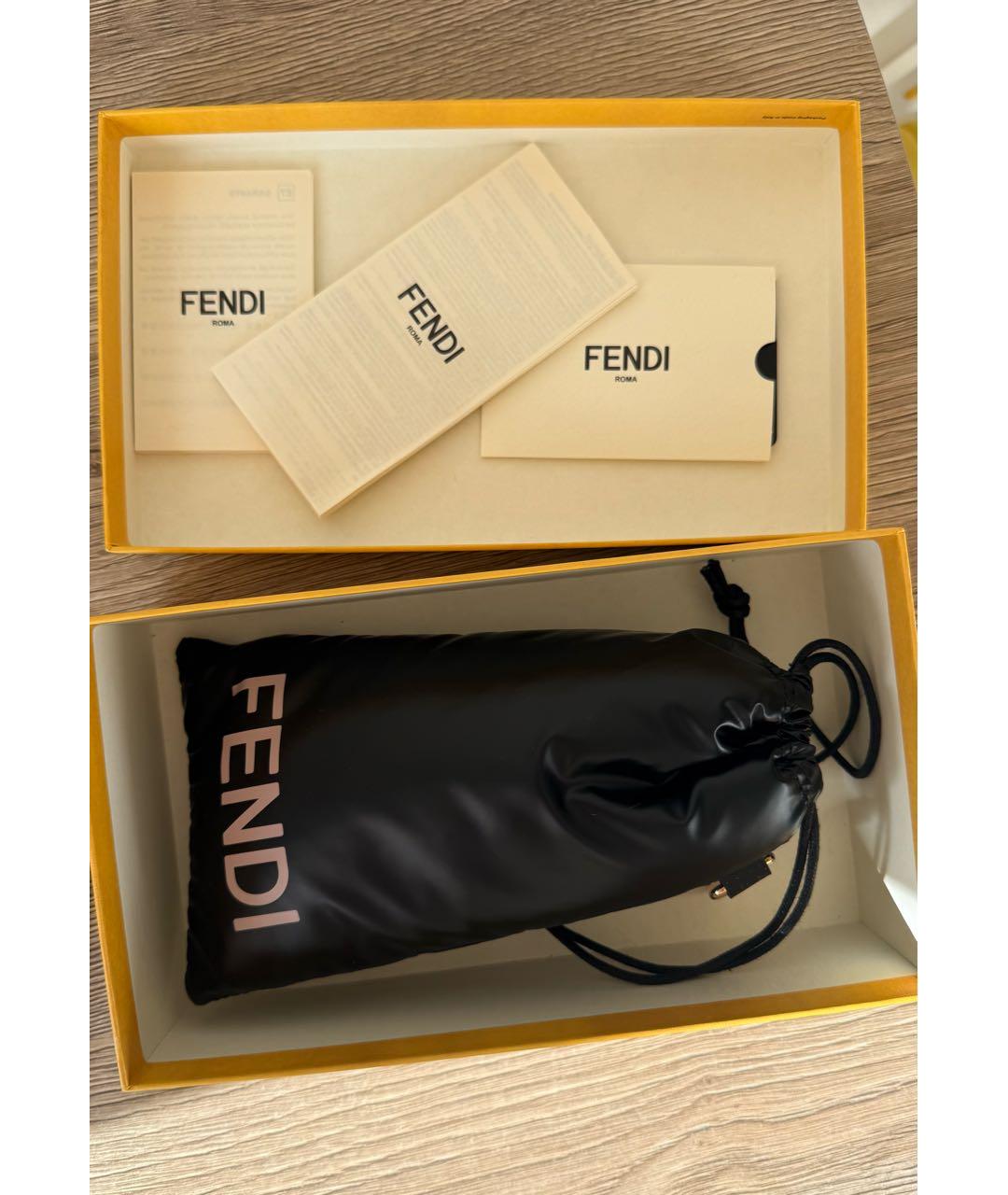 FENDI Золотые металлические солнцезащитные очки, фото 3