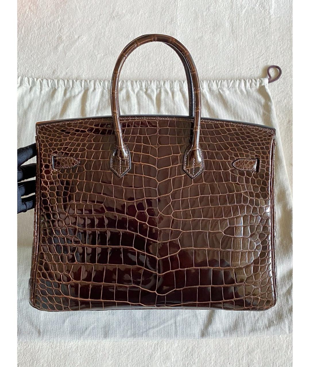 HERMES Коричневая сумка тоут из экзотической кожи, фото 3