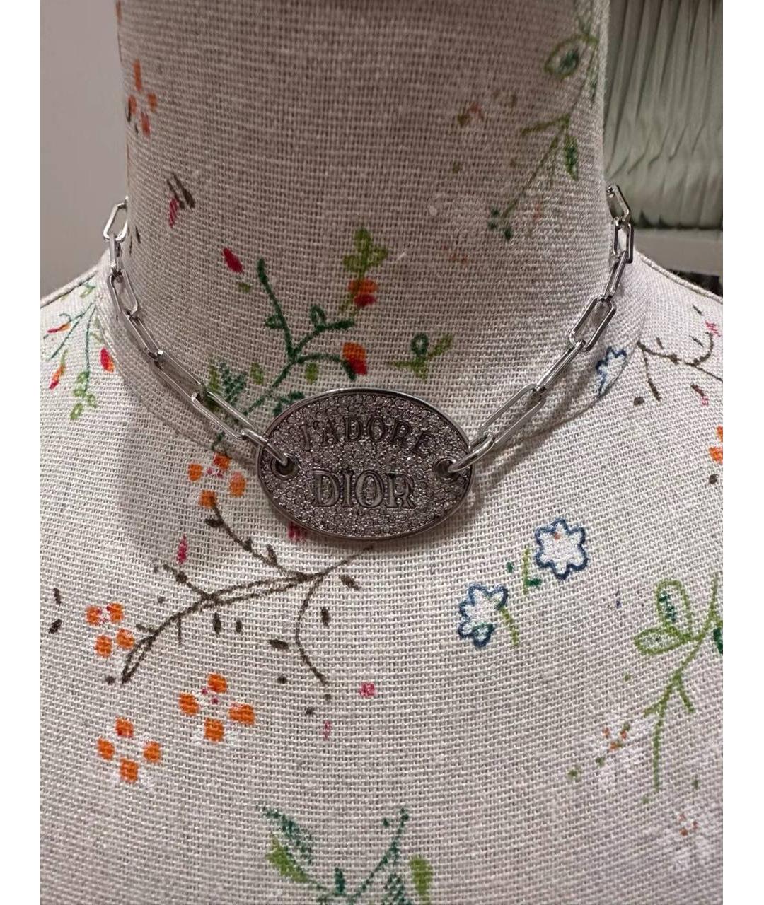 CHRISTIAN DIOR Серебрянный стеклянный чокер, фото 4