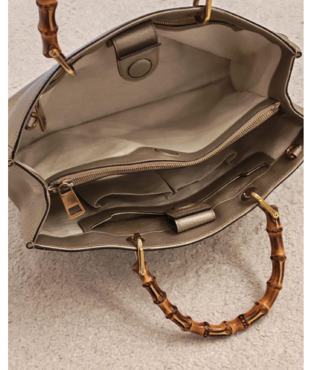 GUCCI Бежевая кожаная сумка тоут, фото 4