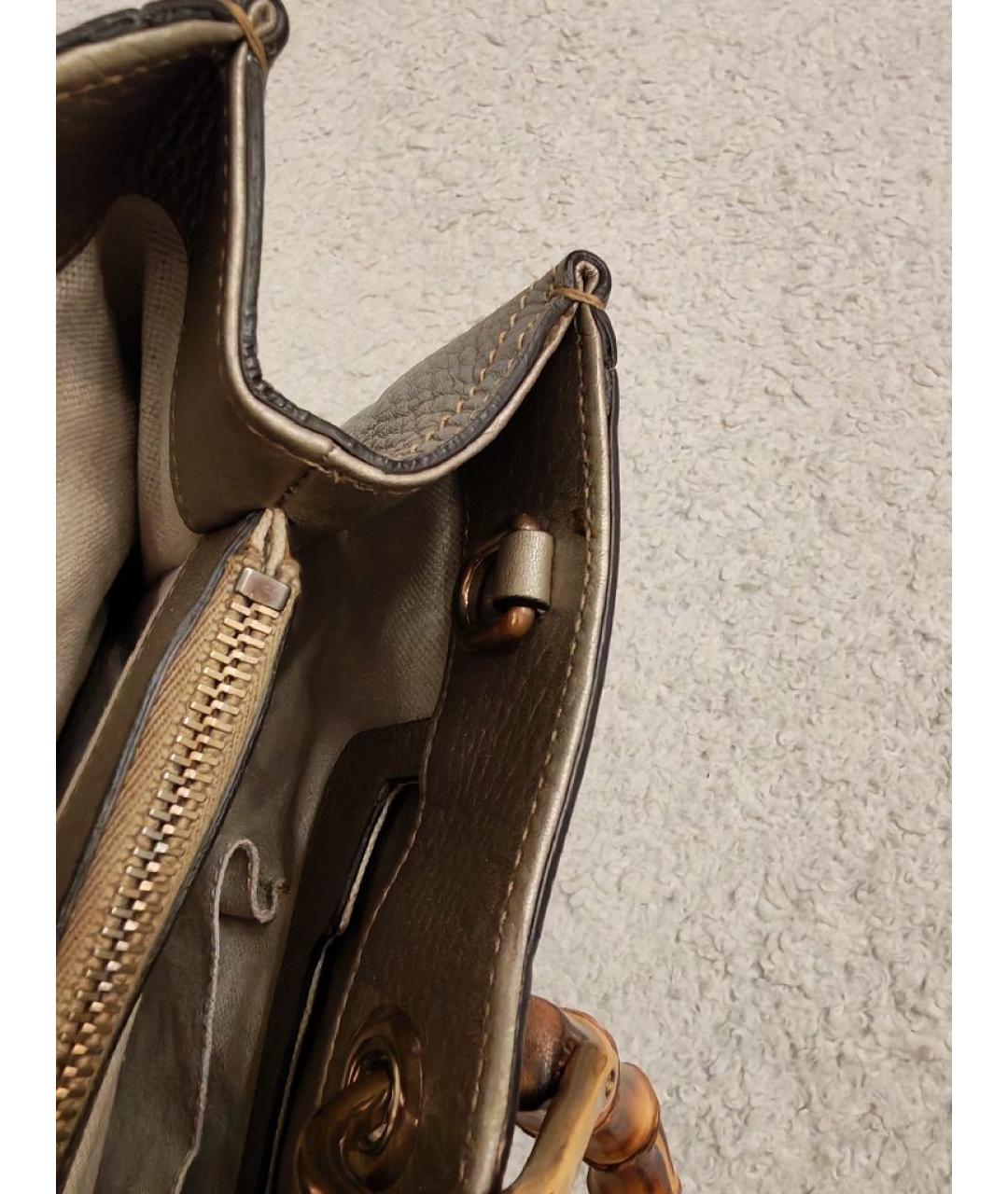 GUCCI Бежевая кожаная сумка тоут, фото 6