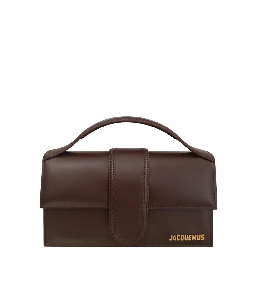 JACQUEMUS Коричневая кожаная сумка с короткими ручками, фото 8