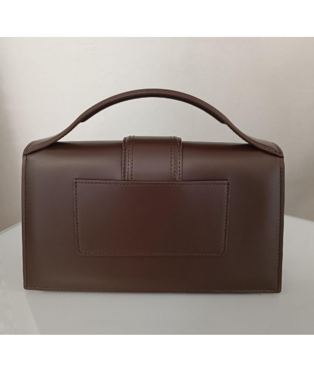 JACQUEMUS Коричневая кожаная сумка с короткими ручками, фото 3