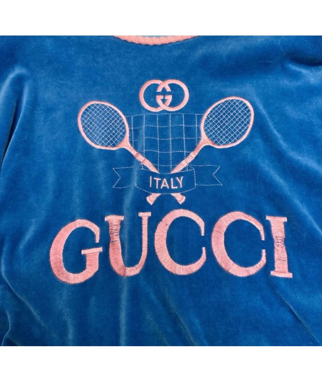 GUCCI Синий велюровый джемпер / свитер, фото 4