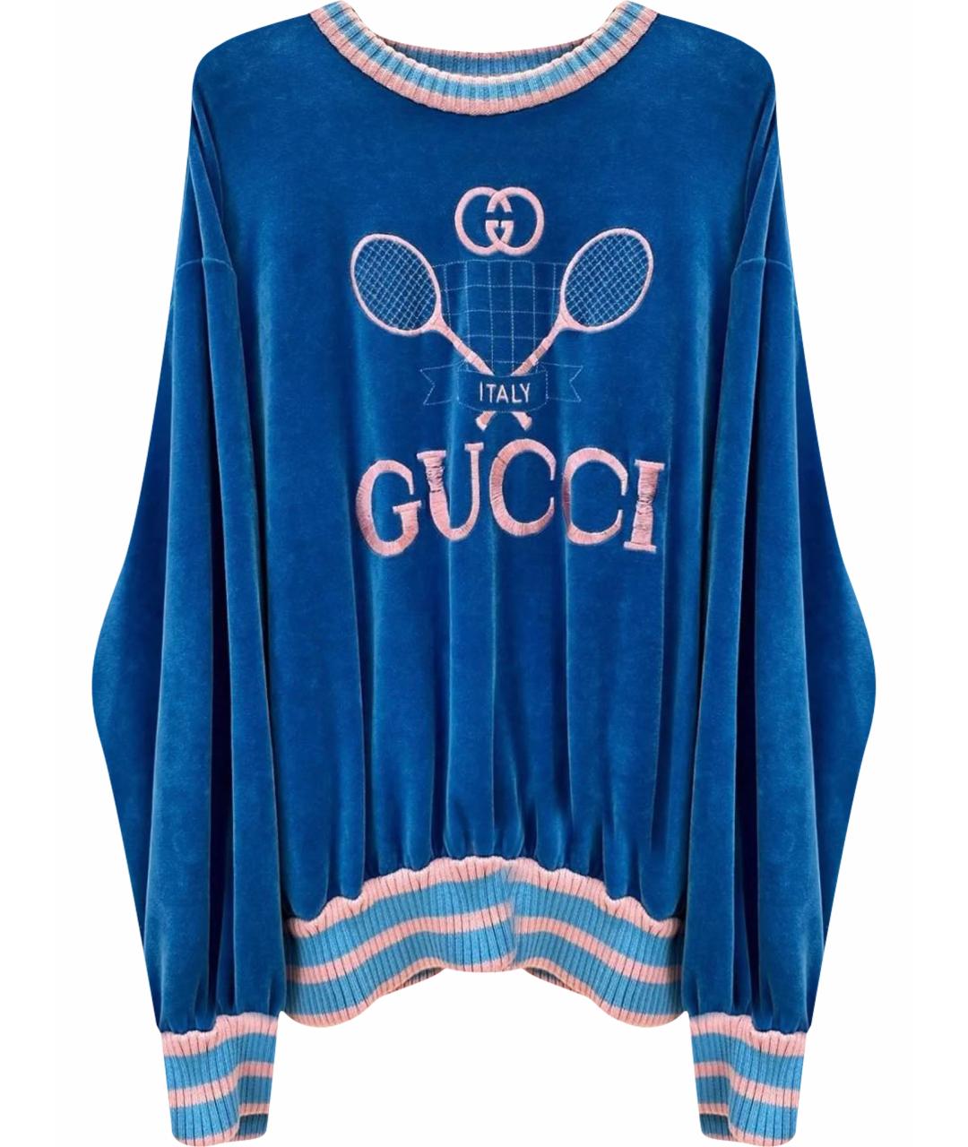 GUCCI Синий велюровый джемпер / свитер, фото 1