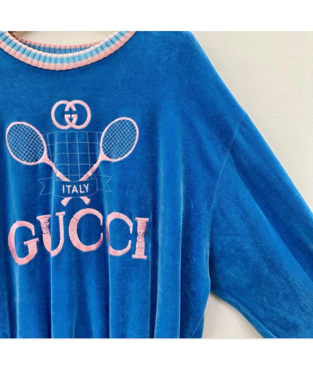 GUCCI Синий велюровый джемпер / свитер, фото 6
