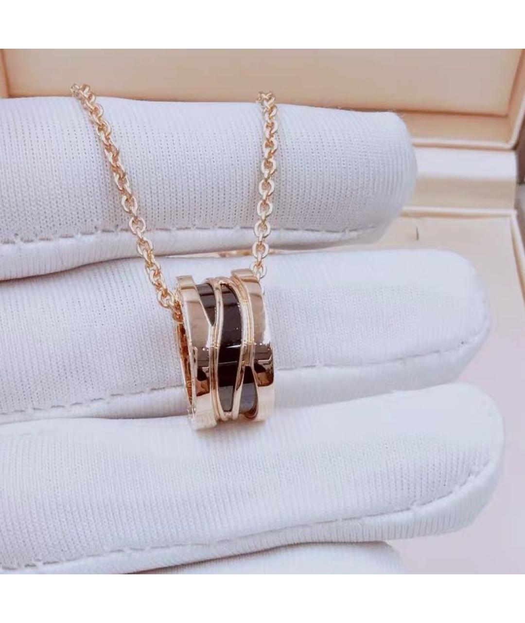 BVLGARI Черная подвеска из розового золота, фото 4