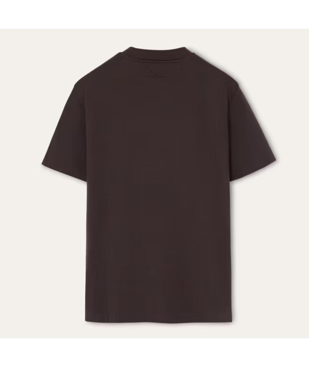 LORO PIANA Коричневая хлопковая футболка, фото 2