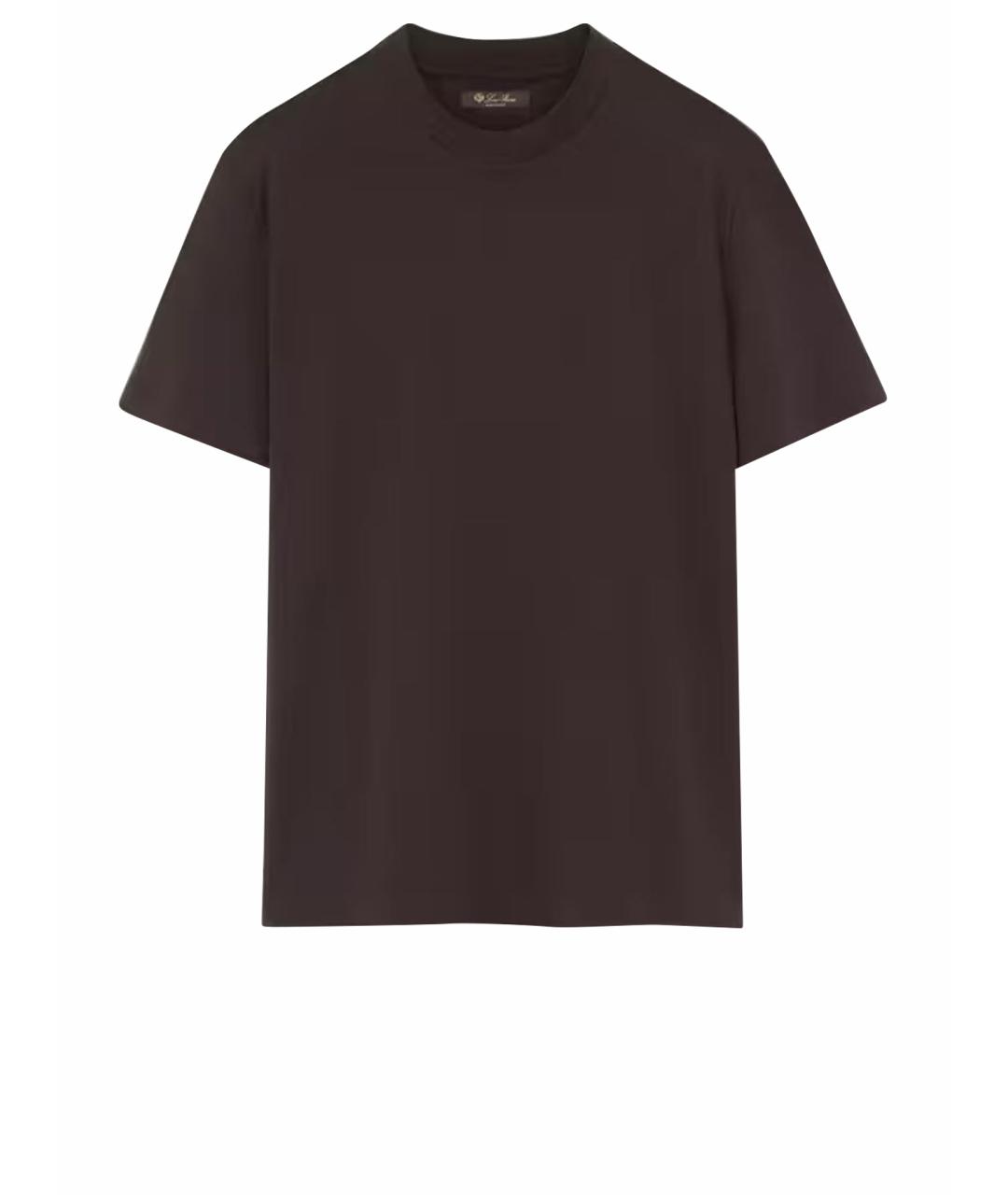 LORO PIANA Коричневая хлопковая футболка, фото 1