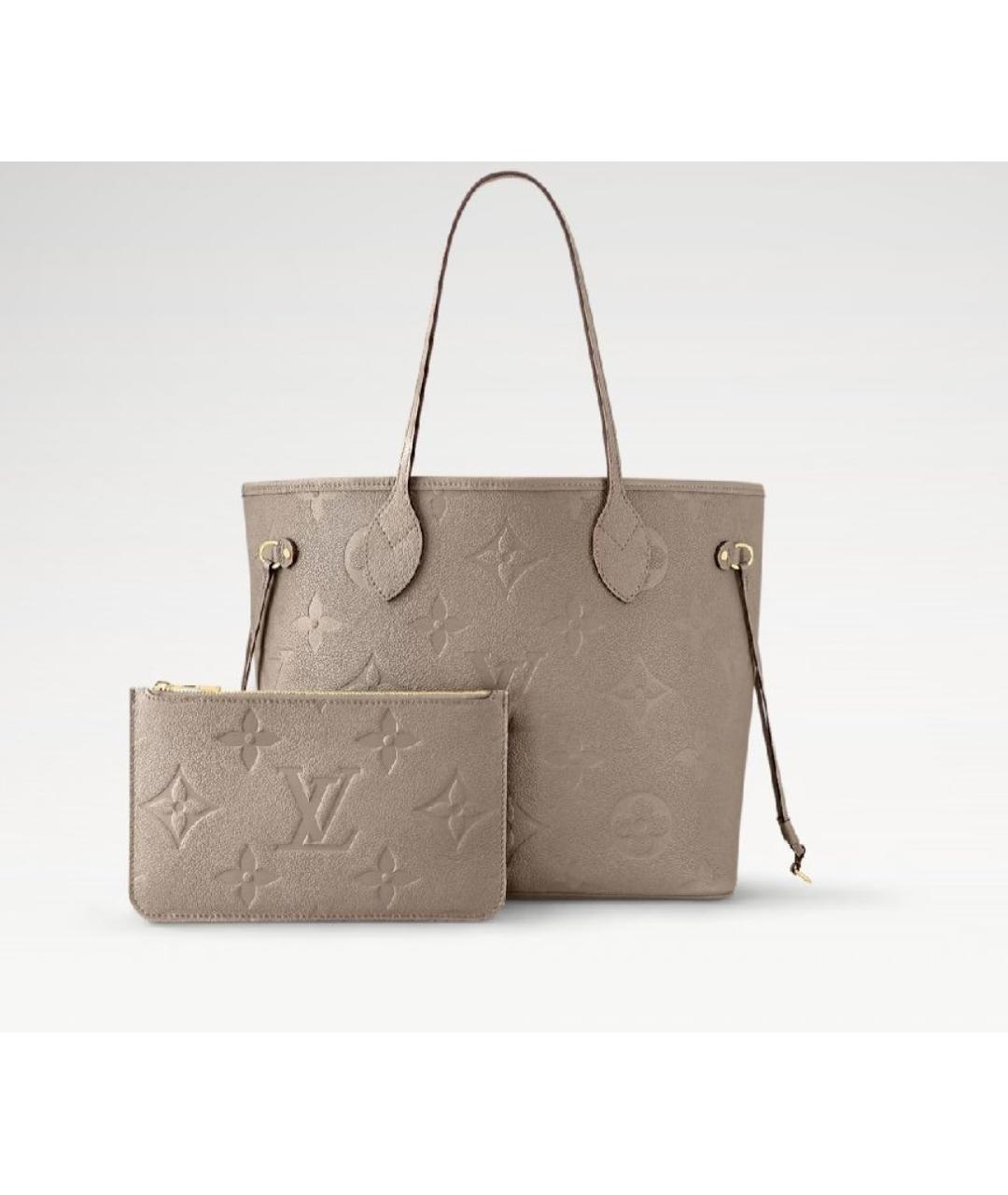 LOUIS VUITTON Бежевая кожаная сумка тоут, фото 5