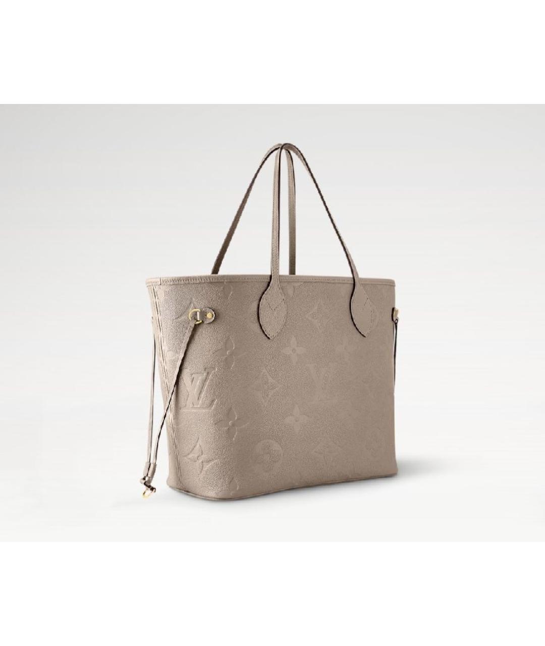LOUIS VUITTON Бежевая кожаная сумка тоут, фото 3