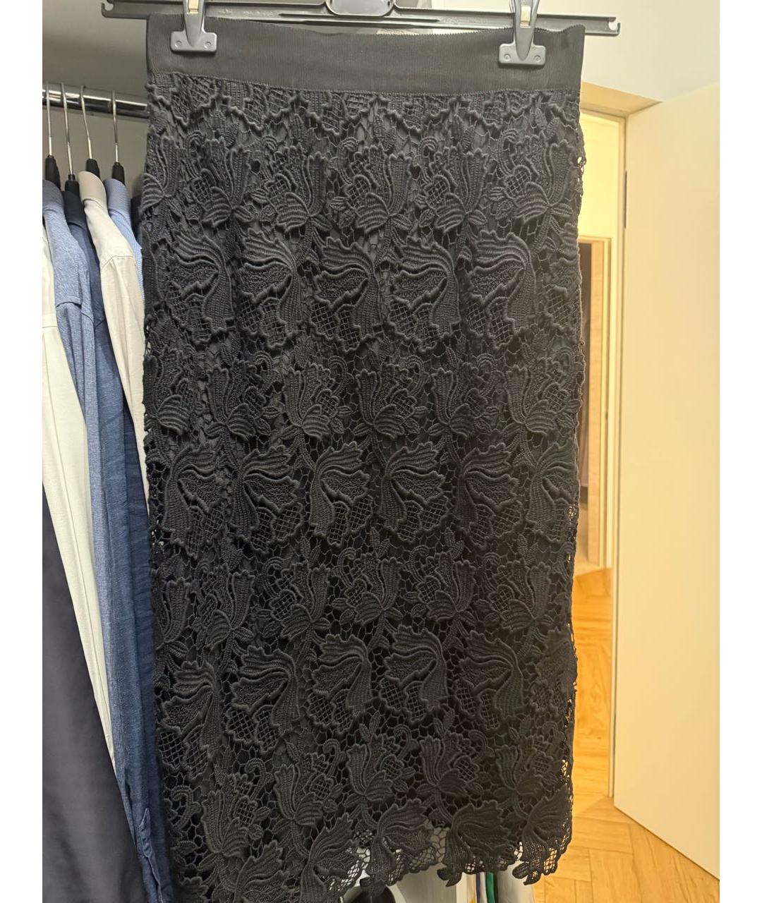 MAX MARA STUDIO Черная хлопковая юбка миди, фото 2
