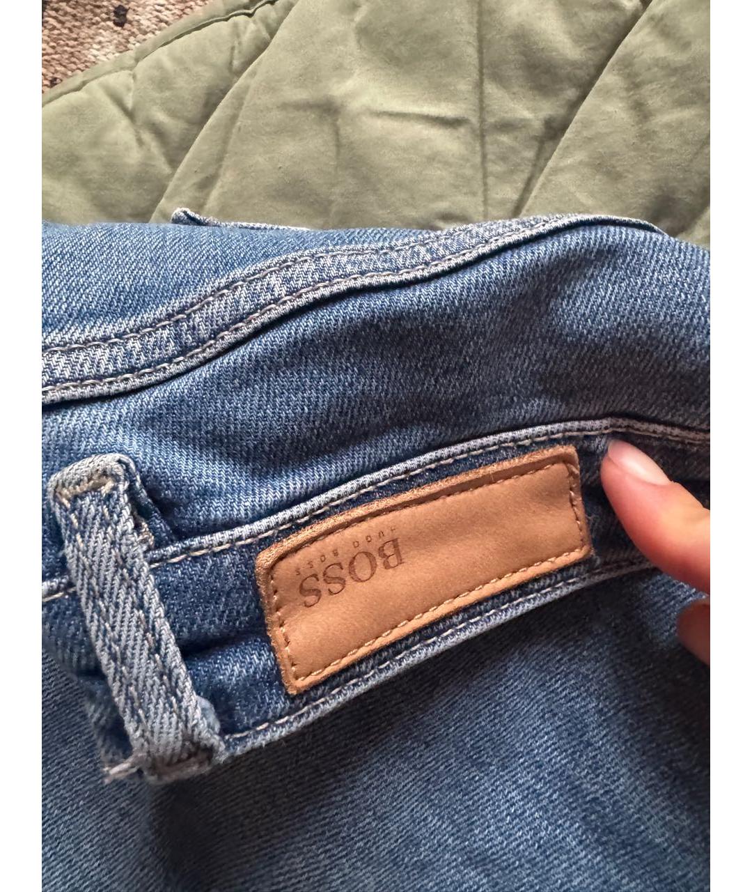 HUGO BOSS Голубые хлопковые прямые джинсы, фото 5