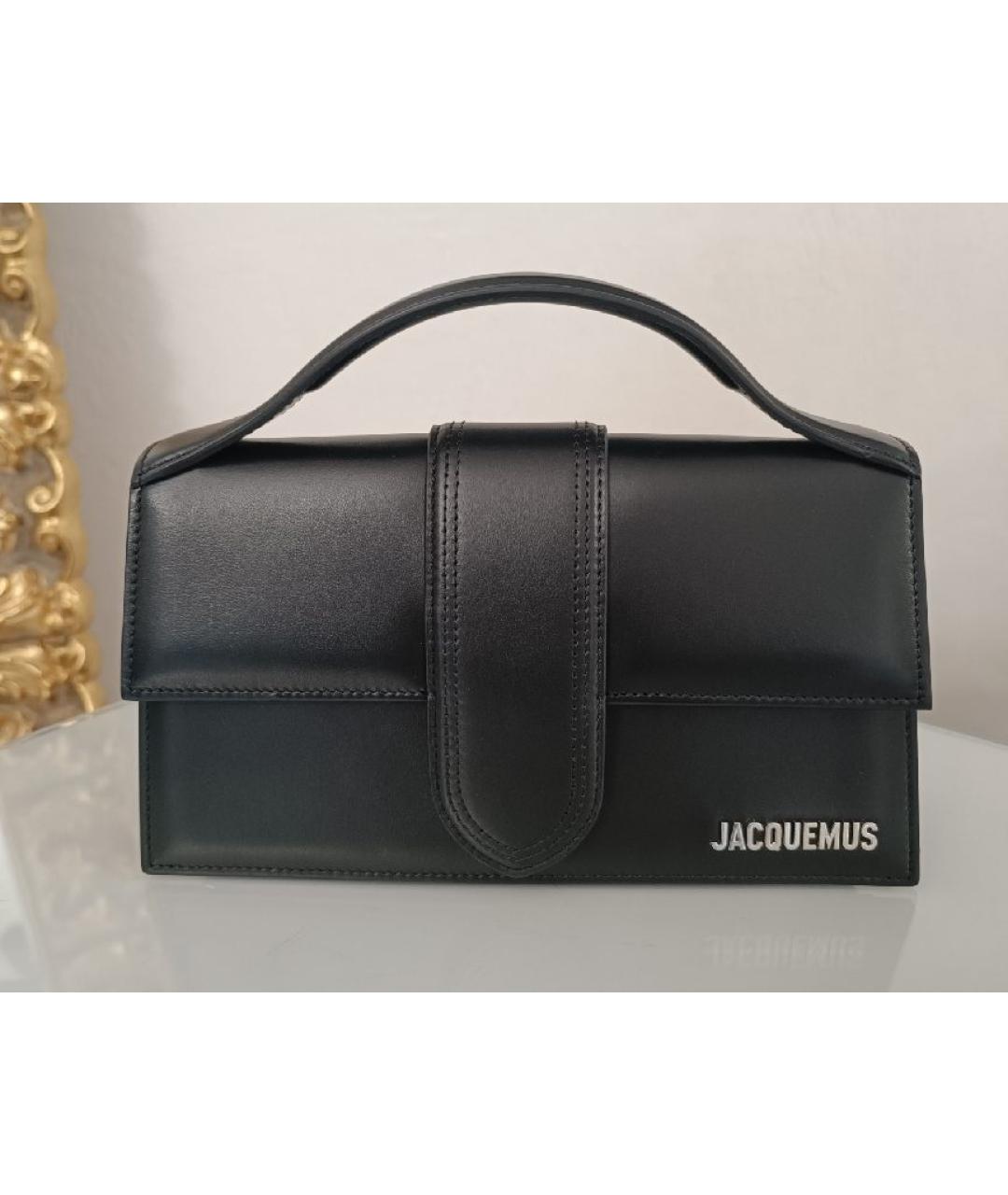 JACQUEMUS Черная кожаная сумка через плечо, фото 5