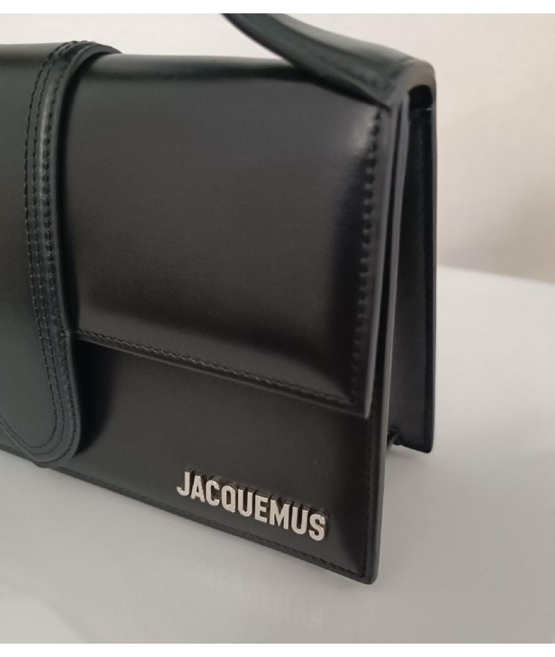 JACQUEMUS Черная кожаная сумка через плечо, фото 2