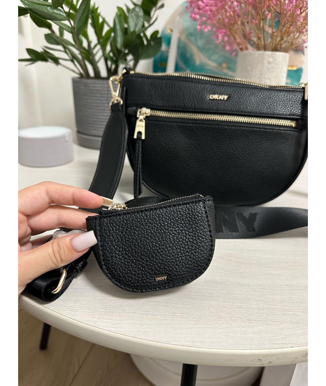 DKNY Черная сумка через плечо из искусственной кожи, фото 6