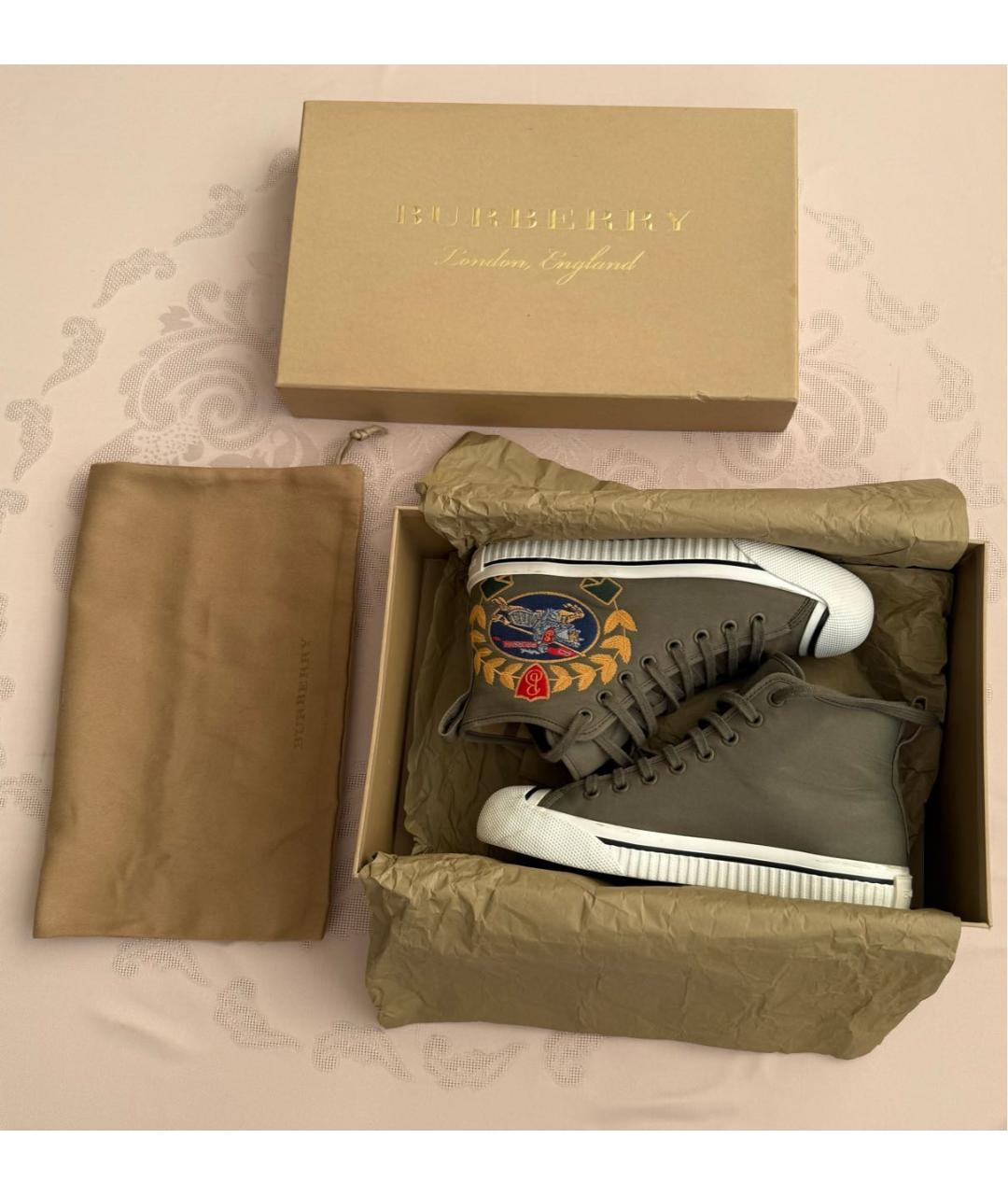 BURBERRY Хаки кеды, фото 6