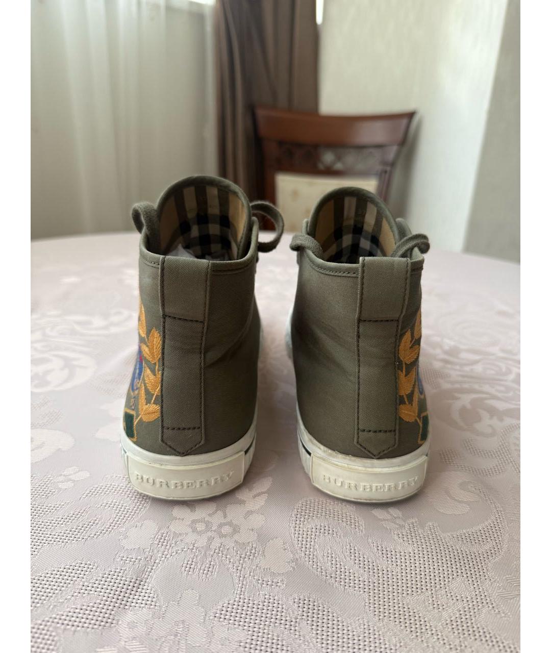 BURBERRY Хаки кеды, фото 4