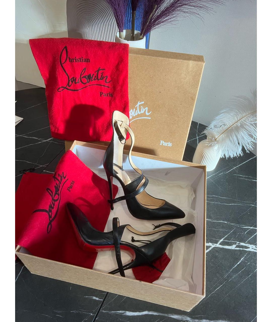 CHRISTIAN LOUBOUTIN Черные кожаные туфли, фото 6
