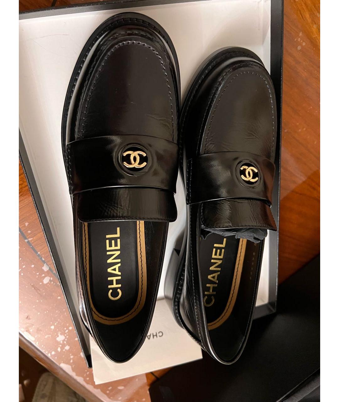 CHANEL Черные кожаные лоферы, фото 3
