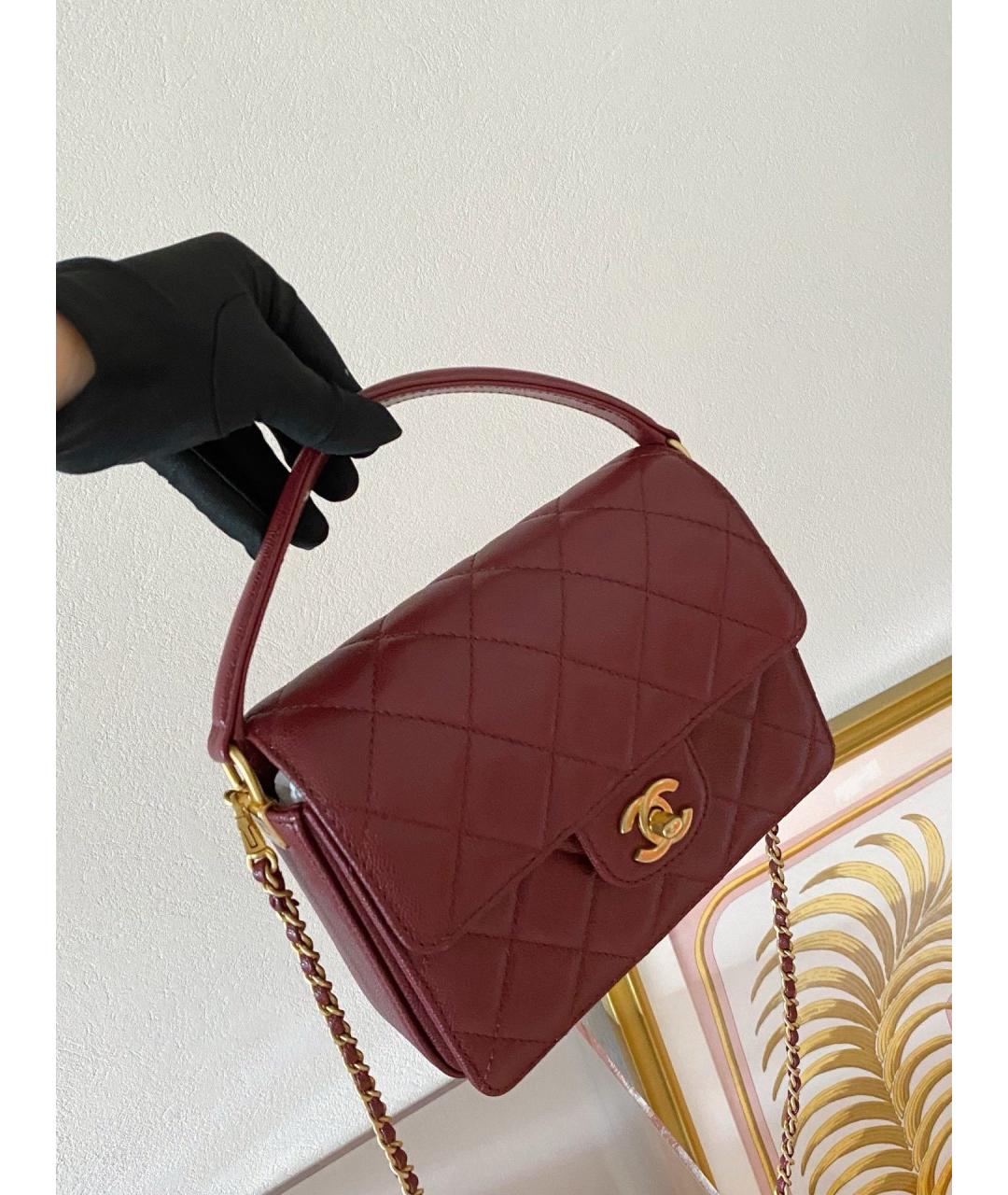 CHANEL Красная кожаная сумка с короткими ручками, фото 5