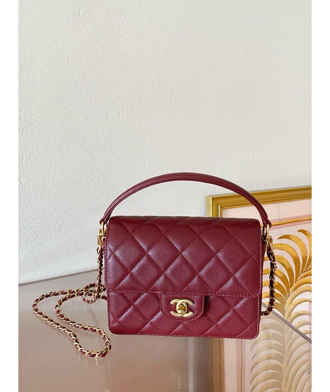 CHANEL Красная кожаная сумка с короткими ручками, фото 9