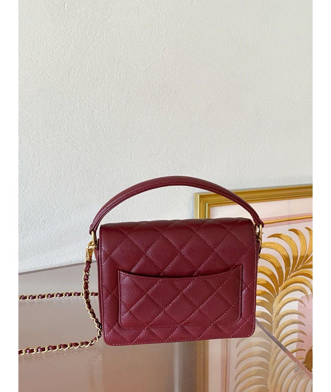 CHANEL Красная кожаная сумка с короткими ручками, фото 6