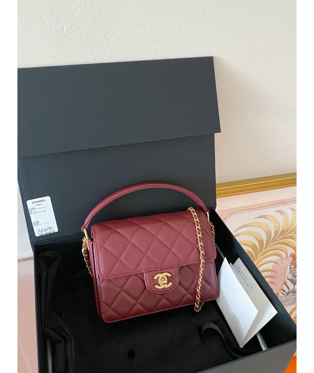 CHANEL Красная кожаная сумка с короткими ручками, фото 2