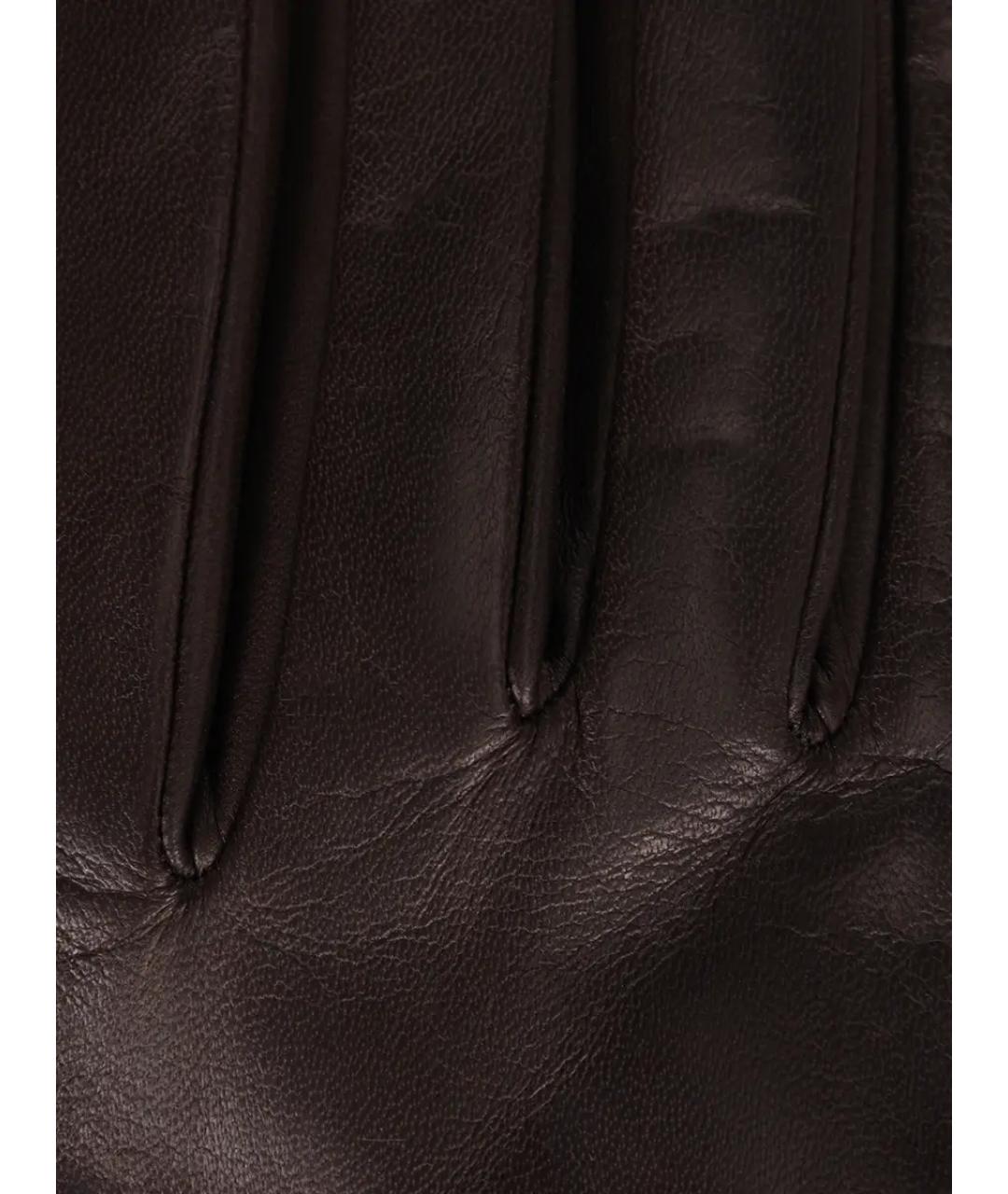 KITON Коричневые кожаные перчатки, фото 3