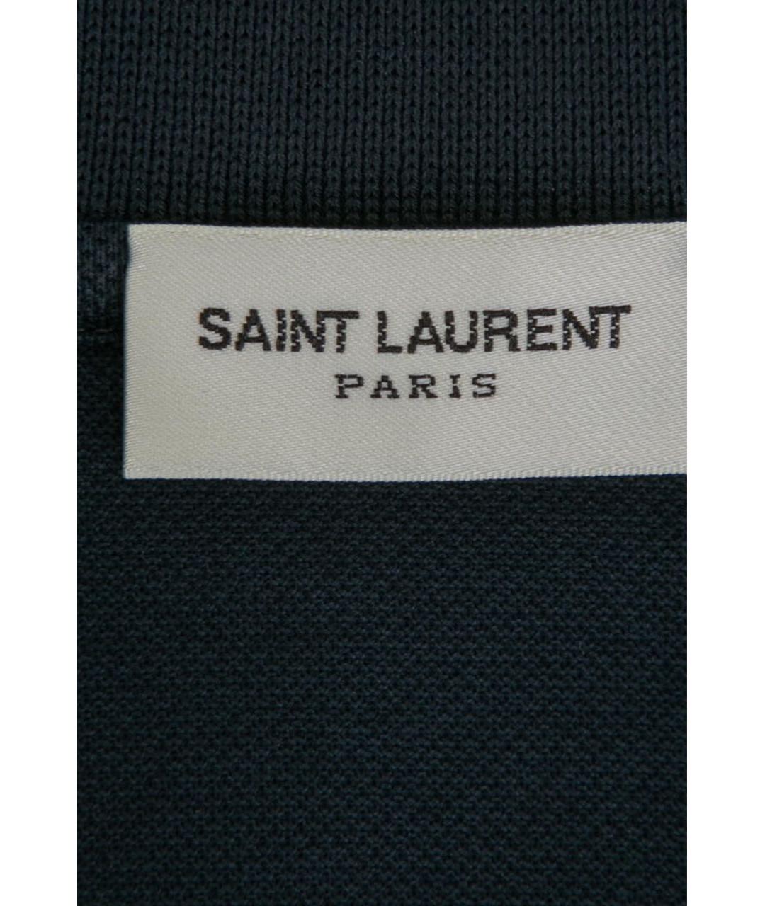 SAINT LAURENT Темно-синяя хлопковая футболка, фото 6