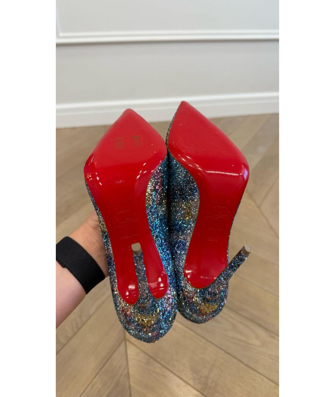 CHRISTIAN LOUBOUTIN Синие кожаные туфли, фото 5