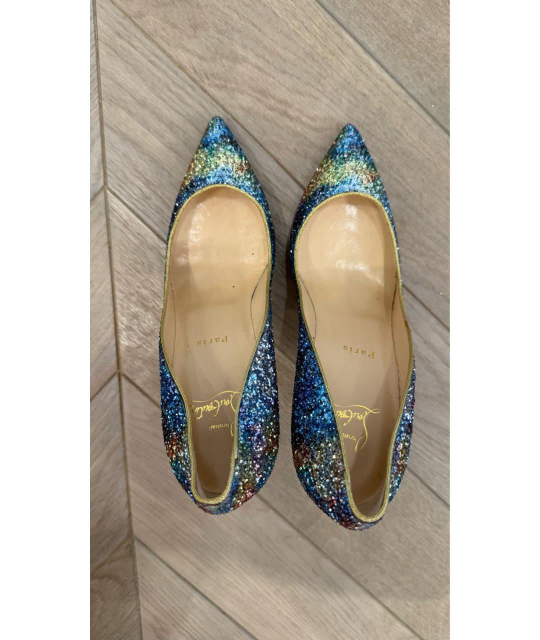 CHRISTIAN LOUBOUTIN Синие кожаные туфли, фото 3