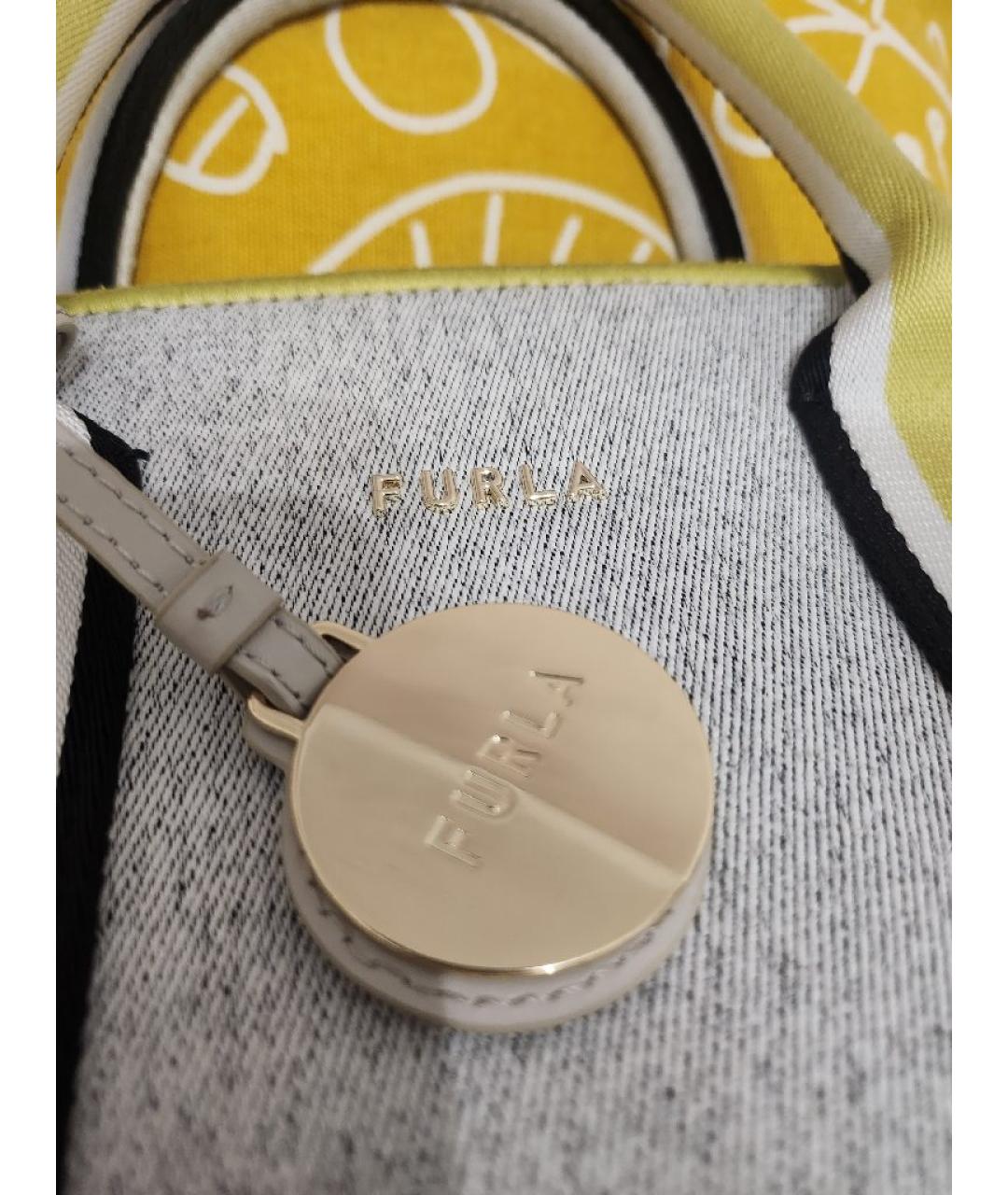 FURLA Серая тканевая сумка тоут, фото 5