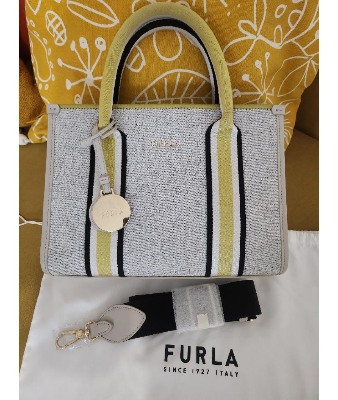 FURLA Серая тканевая сумка тоут, фото 2