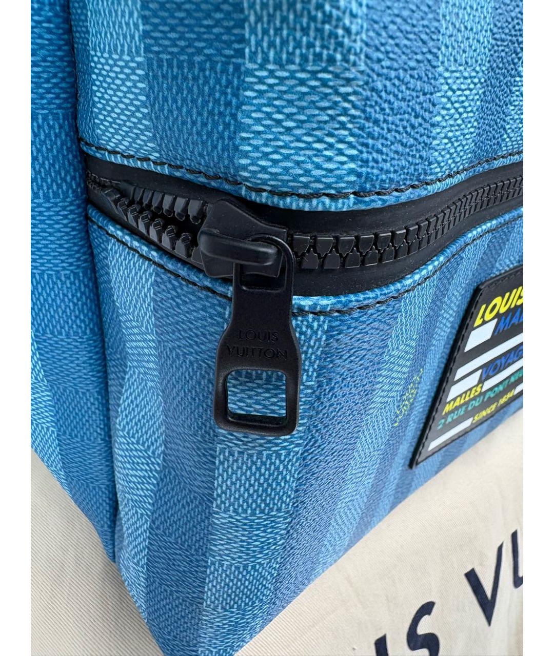 LOUIS VUITTON Голубой кожаный рюкзак, фото 3